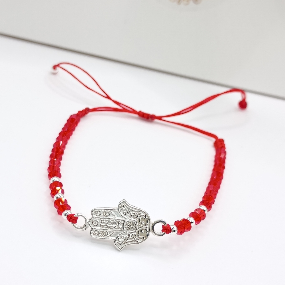 🪬❤️ 950 SILVER BRACELET WITH SWAROVSKI CRYSTALS AND PROTECTIVE HAMSA HAND